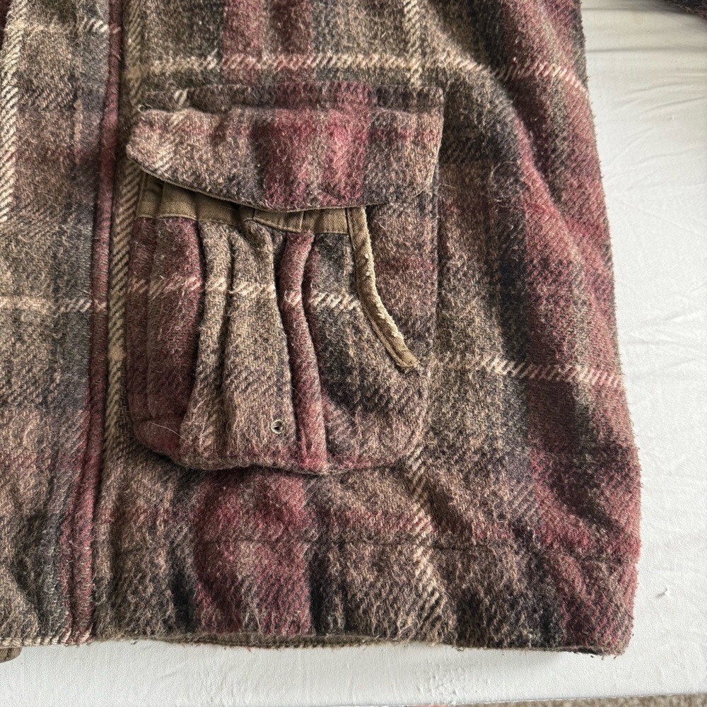 Vintage Chore Jacket Mens XL Flannel Wool Blend Barn Coat Workwear Utility Brown - Picture 4 of 16